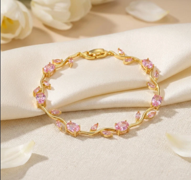 Tulip Cut Stones Floral Bracelet